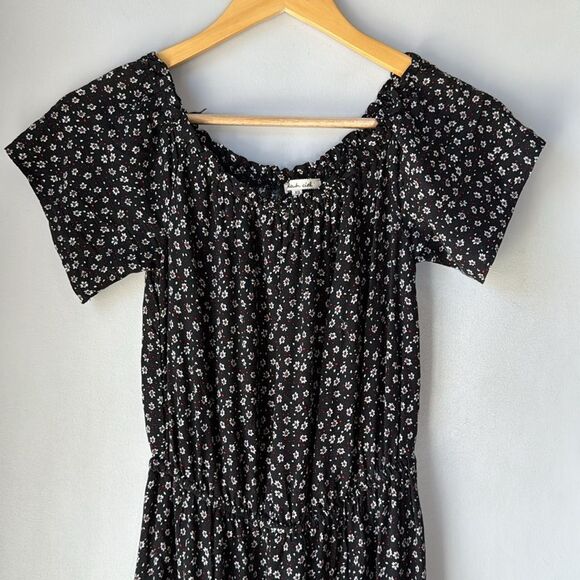 Bleuh Ciel Floral Black Maxi Elastic Waist Dress - Picture 2 of 8